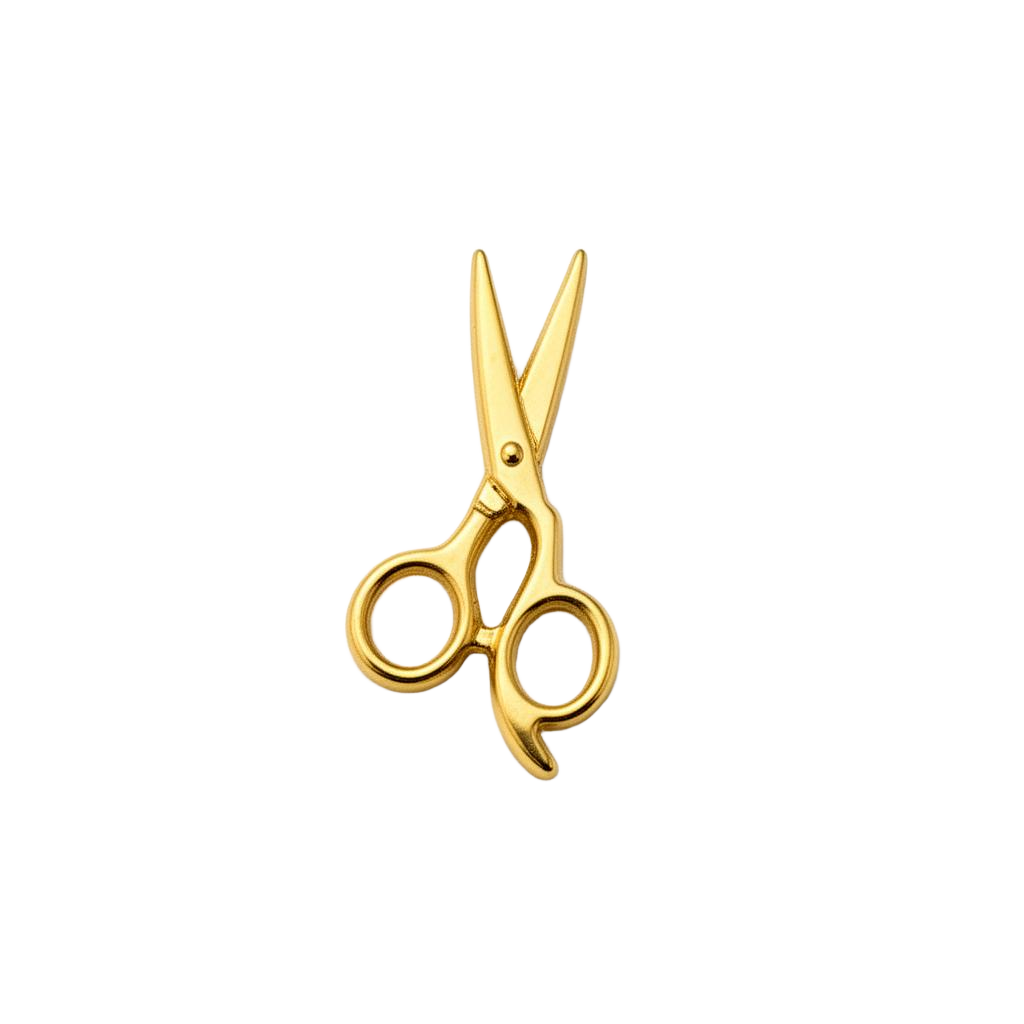 Golden scissors lapel pin